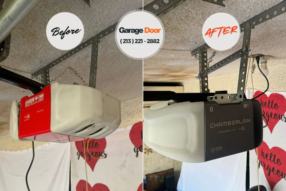 Before and after: garage door repair Brookfield, WI